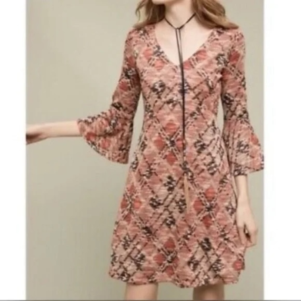 Anthropologie Maeve Erina Bell Sleeve Fit & Flare Dress